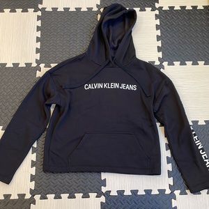 Calvin Klein jeans black logo sweatshirt fleeced lined size medium